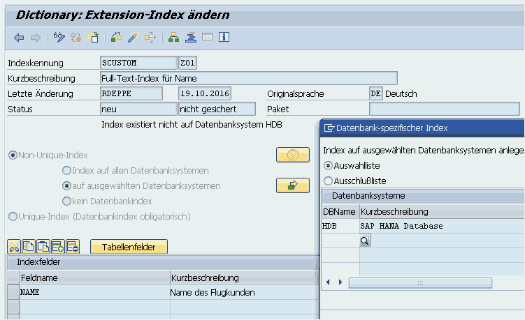 ABAP-Programmierung unter SAP HANA - Full-Text-Index