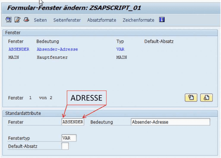 Praxishandbuch SAPscript für SAP ERP - Fenster anlegen