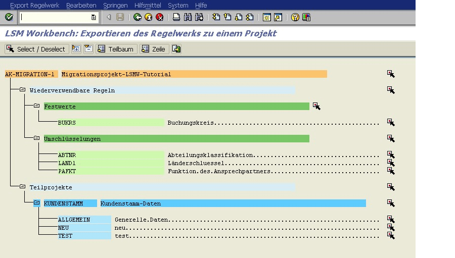 SAP Legacy System Migration Workbench (LSMW) - Projekte Exportieren