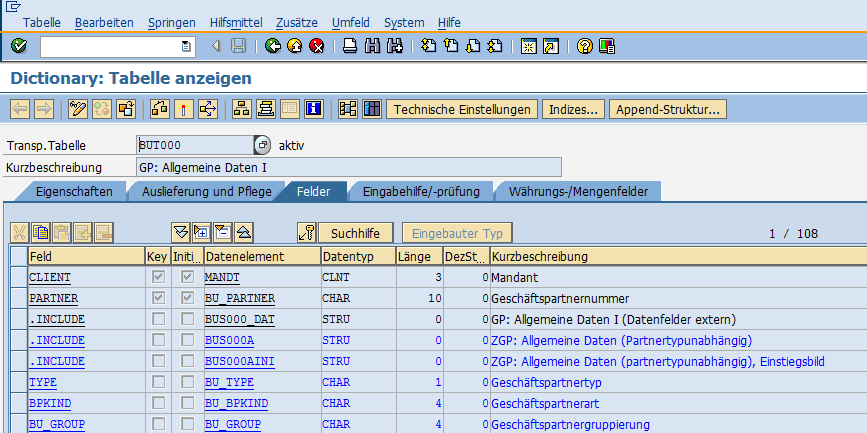 SAP-Praxishandbuch ABAP - Teil 1 - Tabelle BUT000