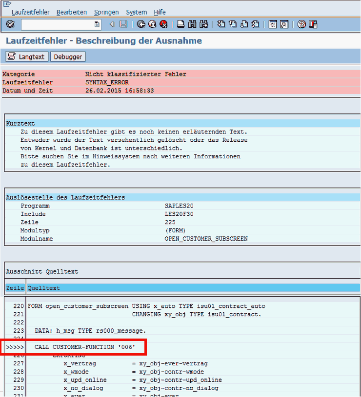 SAP-Praxishandbuch ABAP - Teil 2 - Dump-Meldung